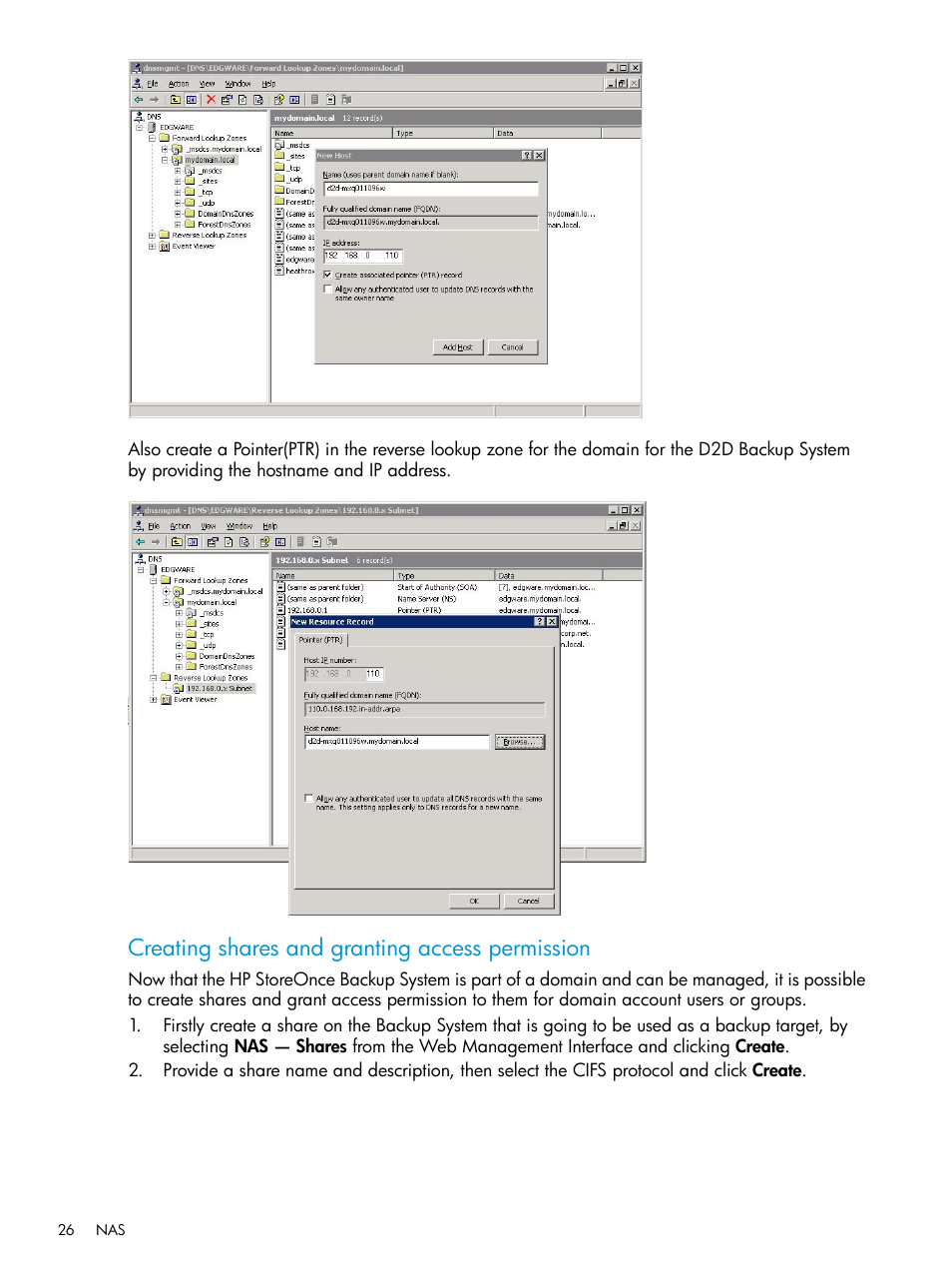 Creating shares and granting access permission | HP StoreOnce Backup User Manual | Page 26 / 178
