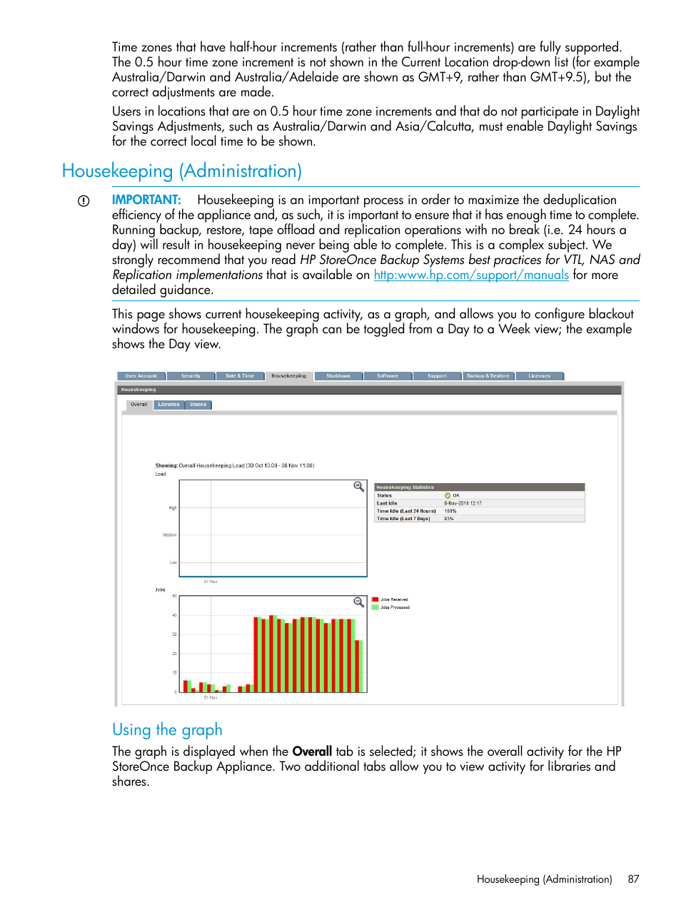 Housekeeping (administration), Using the graph | HP StoreOnce Backup User Manual | Page 87 / 178