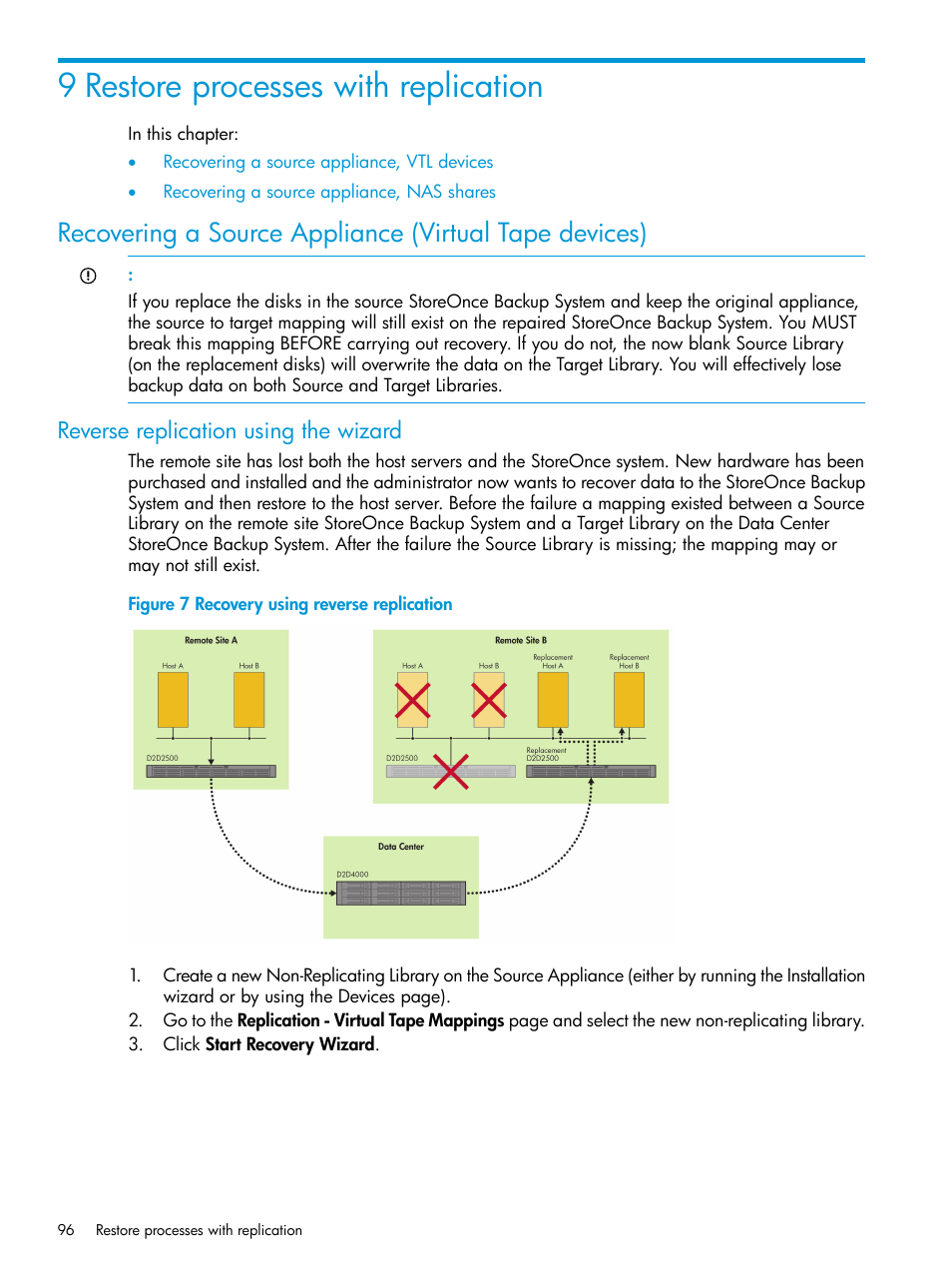 9 restore processes with replication, Reverse replication using the wizard | HP StoreOnce Backup User Manual | Page 96 / 178