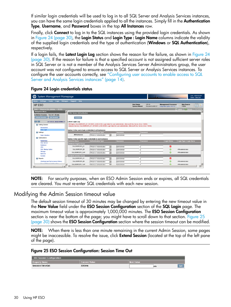 Modifying the admin session timeout value, Modifying the admin | HP ProLiant DL980 G7 Server User Manual | Page 30 / 81