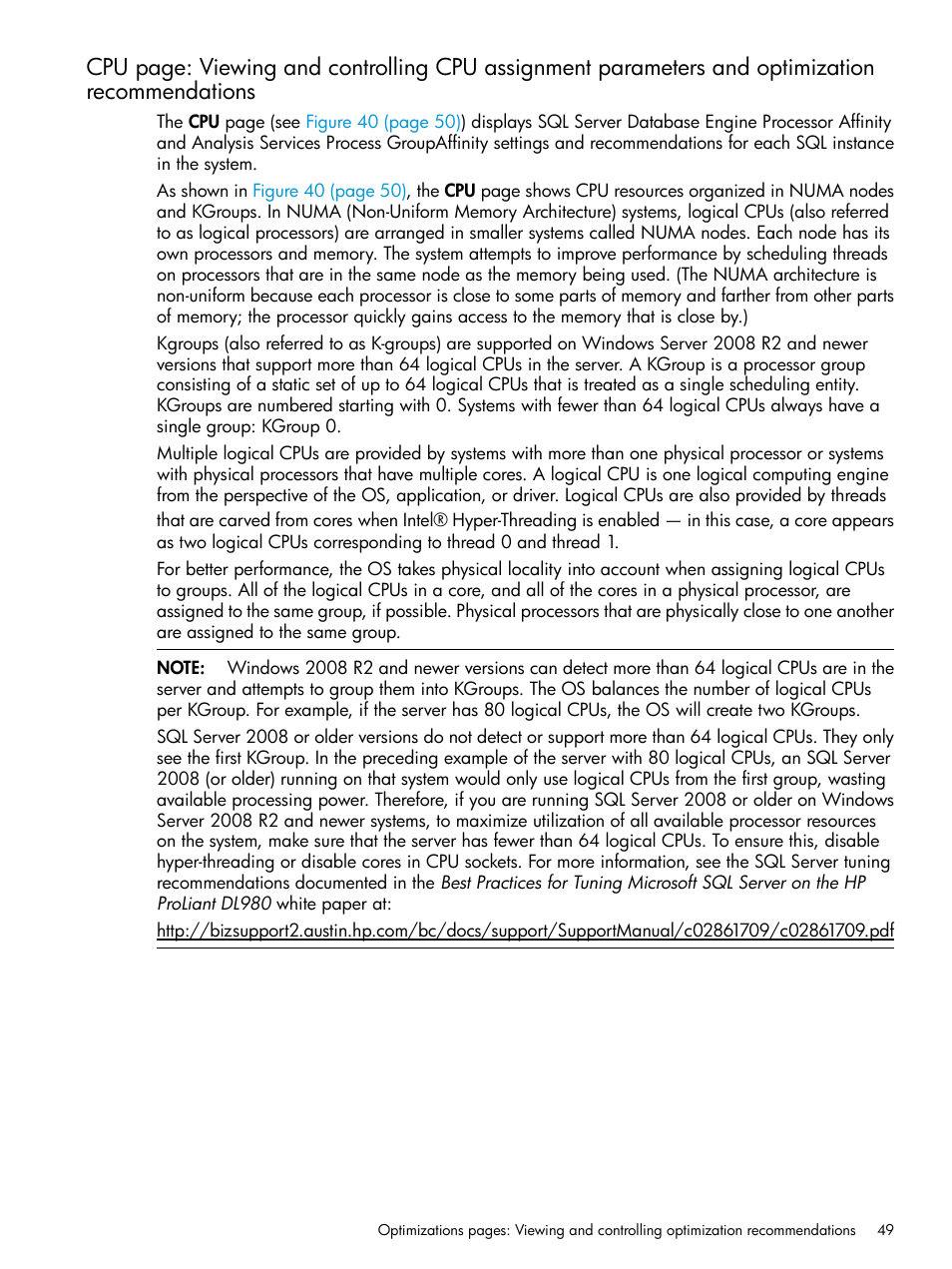 HP ProLiant DL980 G7 Server User Manual | Page 49 / 81