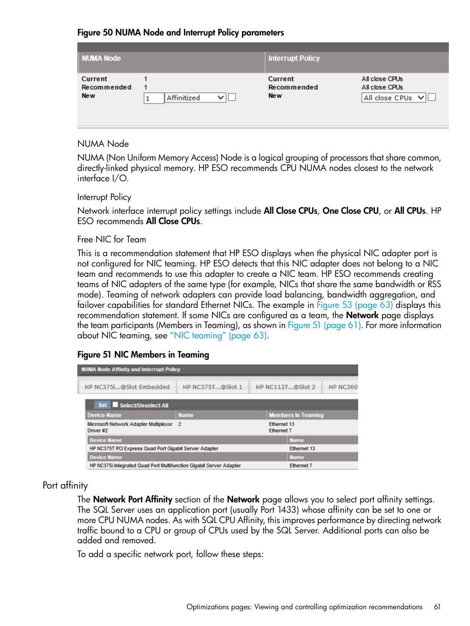 Port affinity | HP ProLiant DL980 G7 Server User Manual | Page 61 / 81