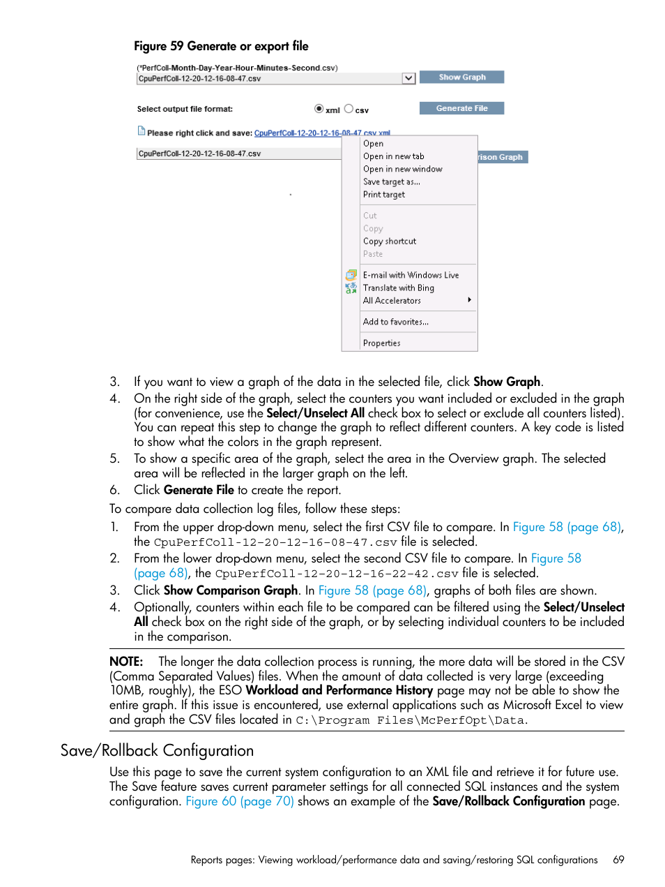 Save/rollback configuration | HP ProLiant DL980 G7 Server User Manual | Page 69 / 81