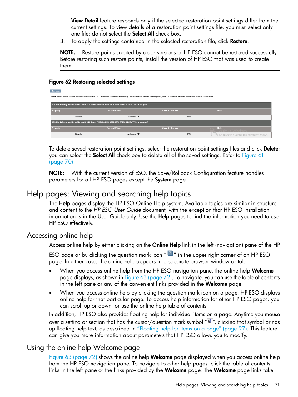 Accessing online help, Help pages: viewing and searching help topics, Using the online help welcome page | HP ProLiant DL980 G7 Server User Manual | Page 71 / 81