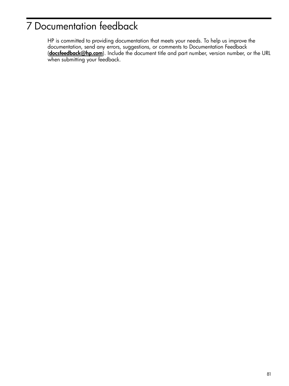 7 documentation feedback | HP ProLiant DL980 G7 Server User Manual | Page 81 / 81