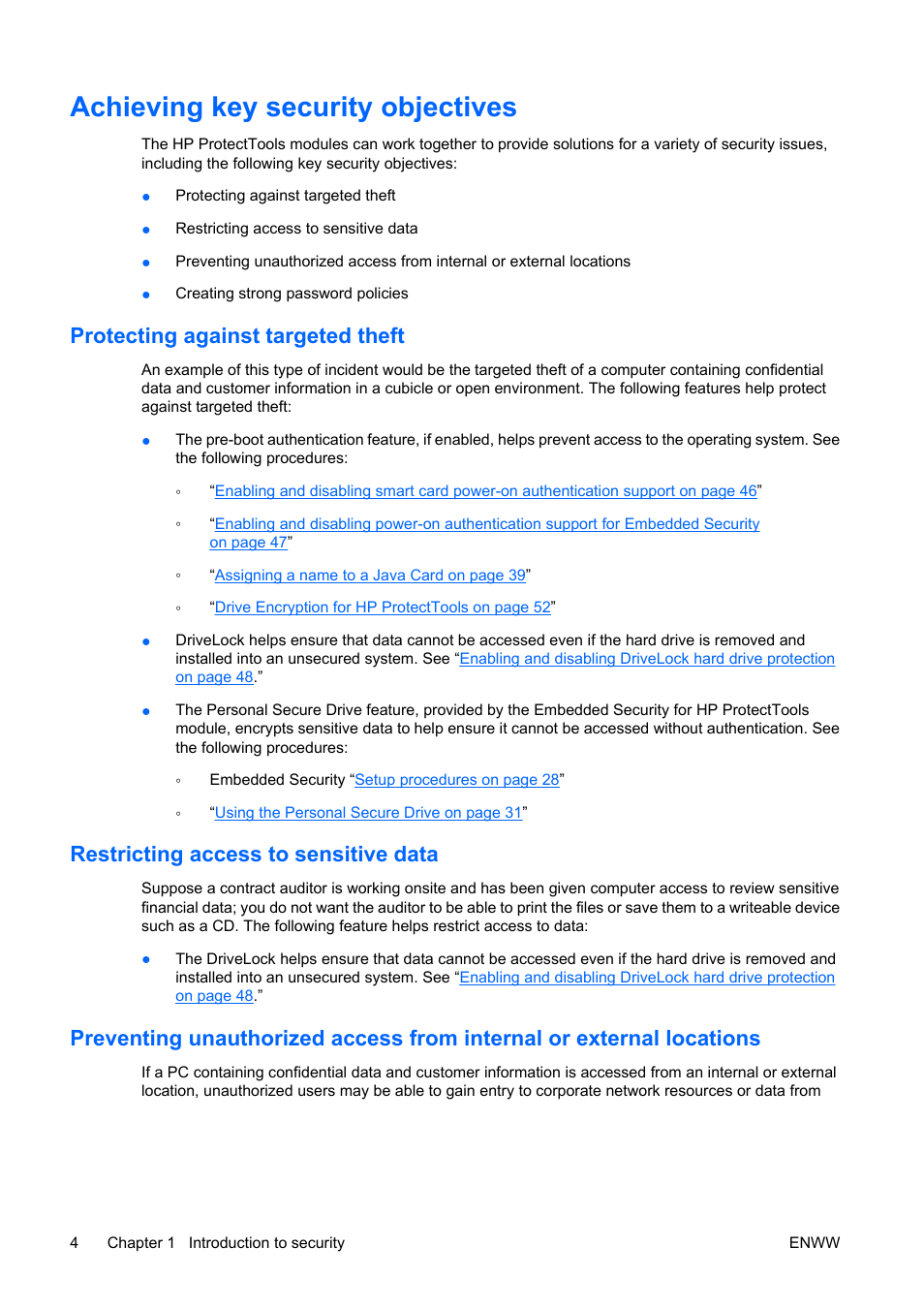 Achieving key security objectives, Protecting against targeted theft, Restricting access to sensitive data | HP Compaq dc5750 Microtower-PC User Manual | Page 10 / 79