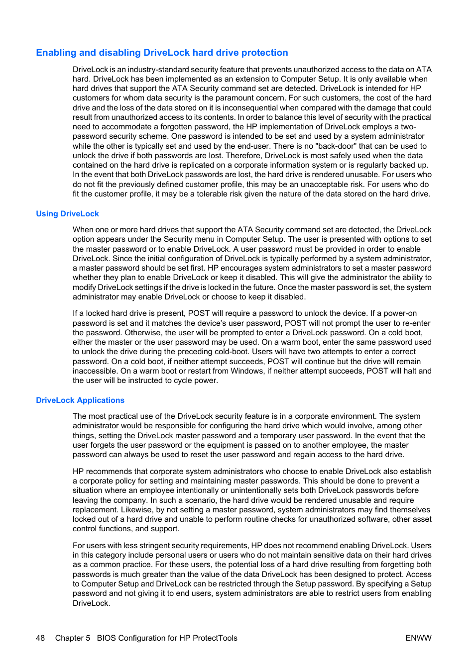 Using drivelock, Drivelock applications, Using drivelock drivelock applications | HP Compaq dc5750 Microtower-PC User Manual | Page 54 / 79