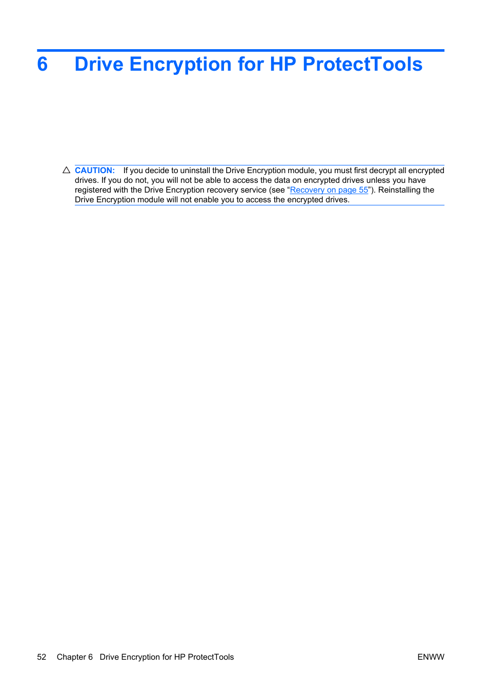Drive encryption for hp protecttools, 6 drive encryption for hp protecttools, 6drive encryption for hp protecttools | HP Compaq dc5750 Microtower-PC User Manual | Page 58 / 79
