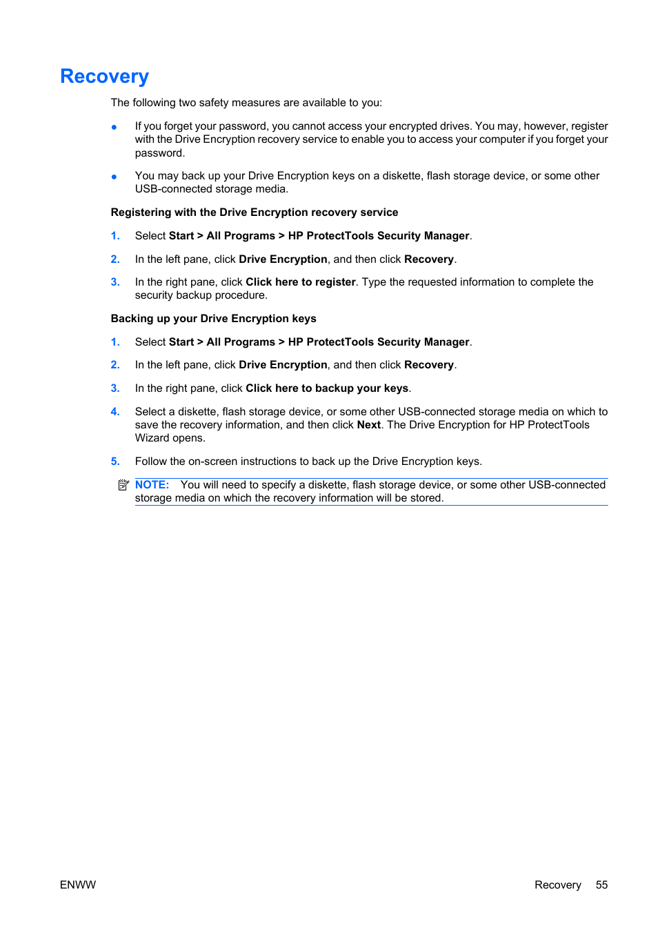 Recovery | HP Compaq dc5750 Microtower-PC User Manual | Page 61 / 79