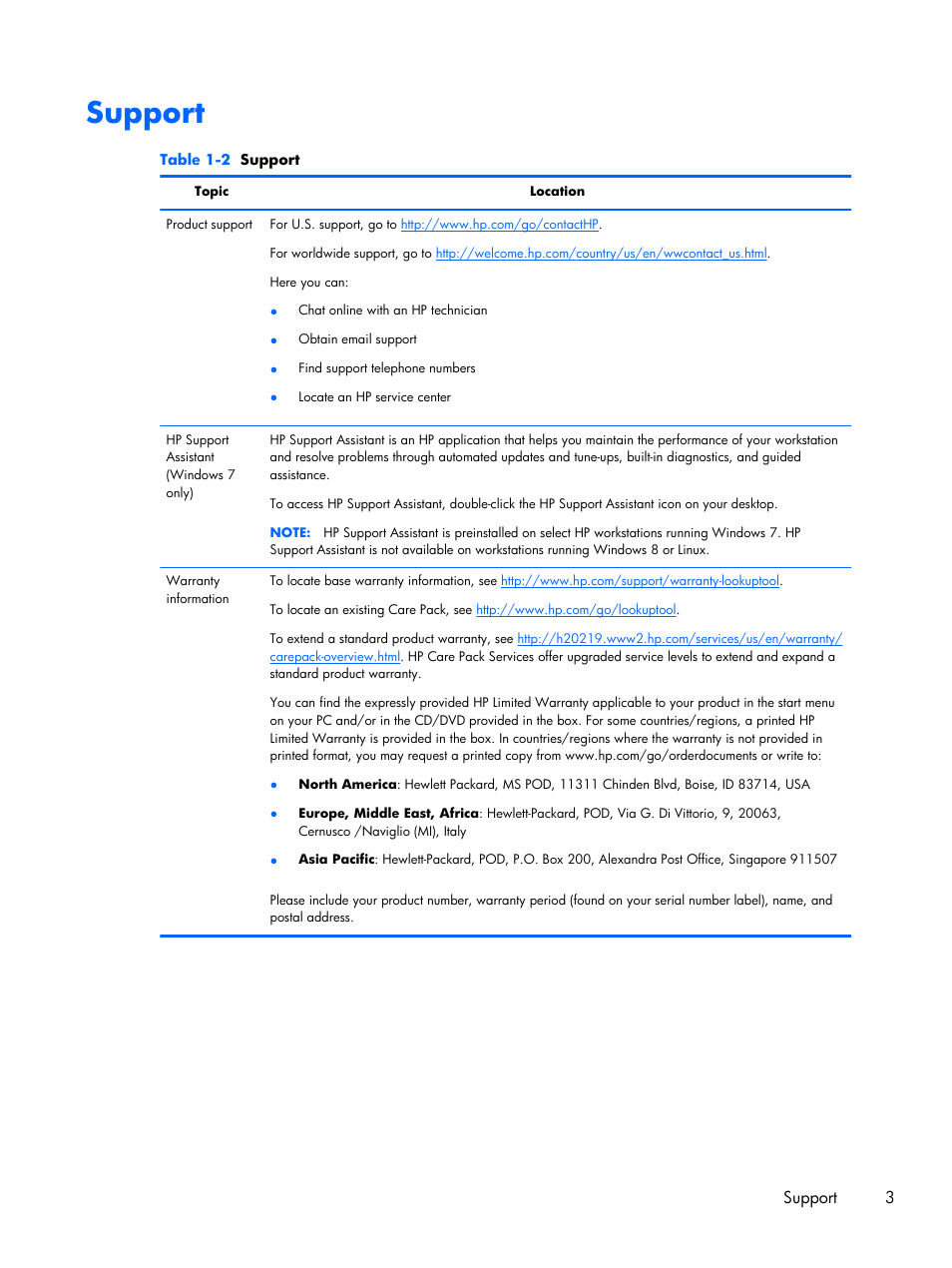 Support | HP Z1 Workstation User Manual | Page 11 / 61