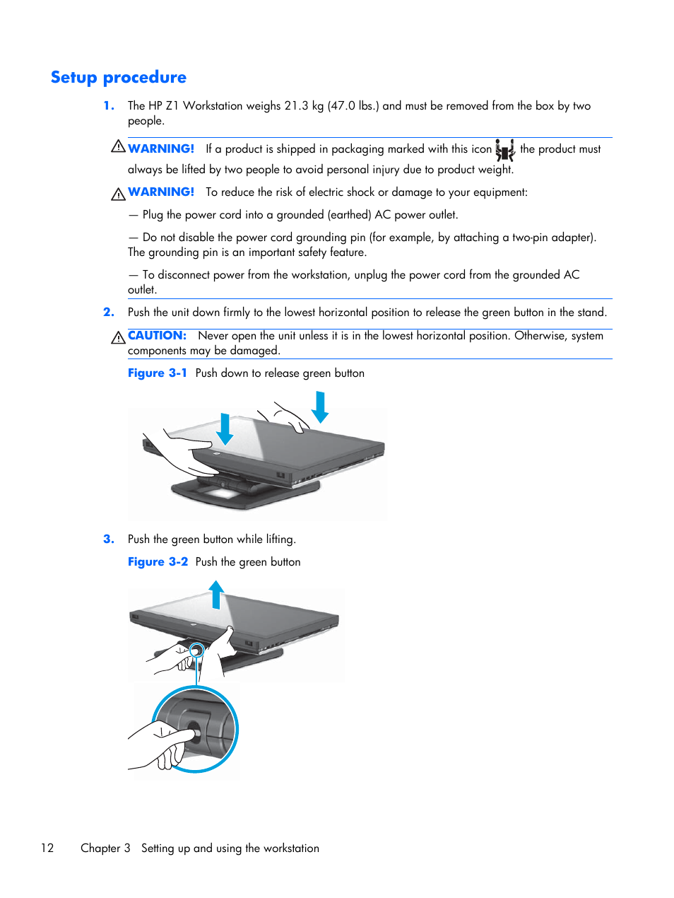 Setup procedure | HP Z1 Workstation User Manual | Page 20 / 61