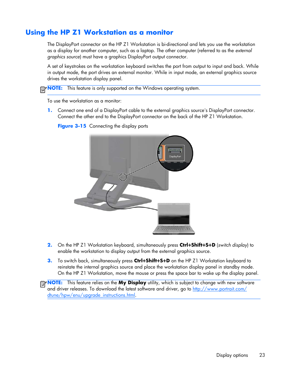 Using the hp z1 workstation as a monitor | HP Z1 Workstation User Manual | Page 31 / 61