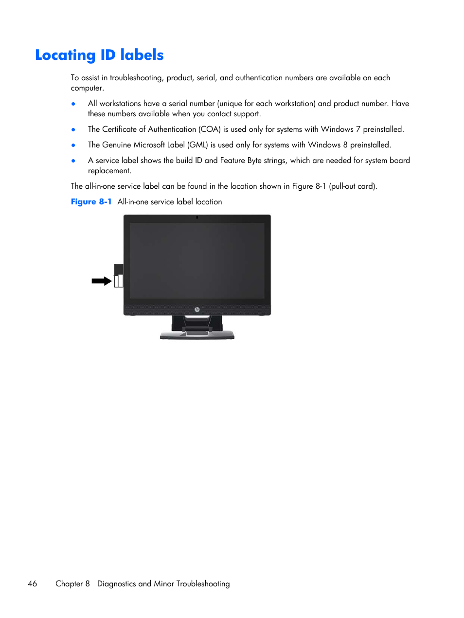 Locating id labels | HP Z1 Workstation User Manual | Page 54 / 61