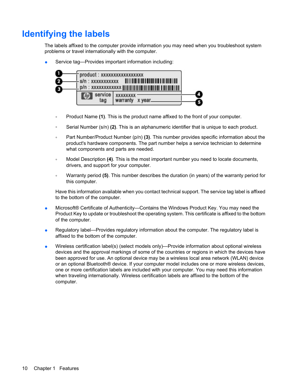 Identifying the labels | HP Mini 5101 User Manual | Page 20 / 114