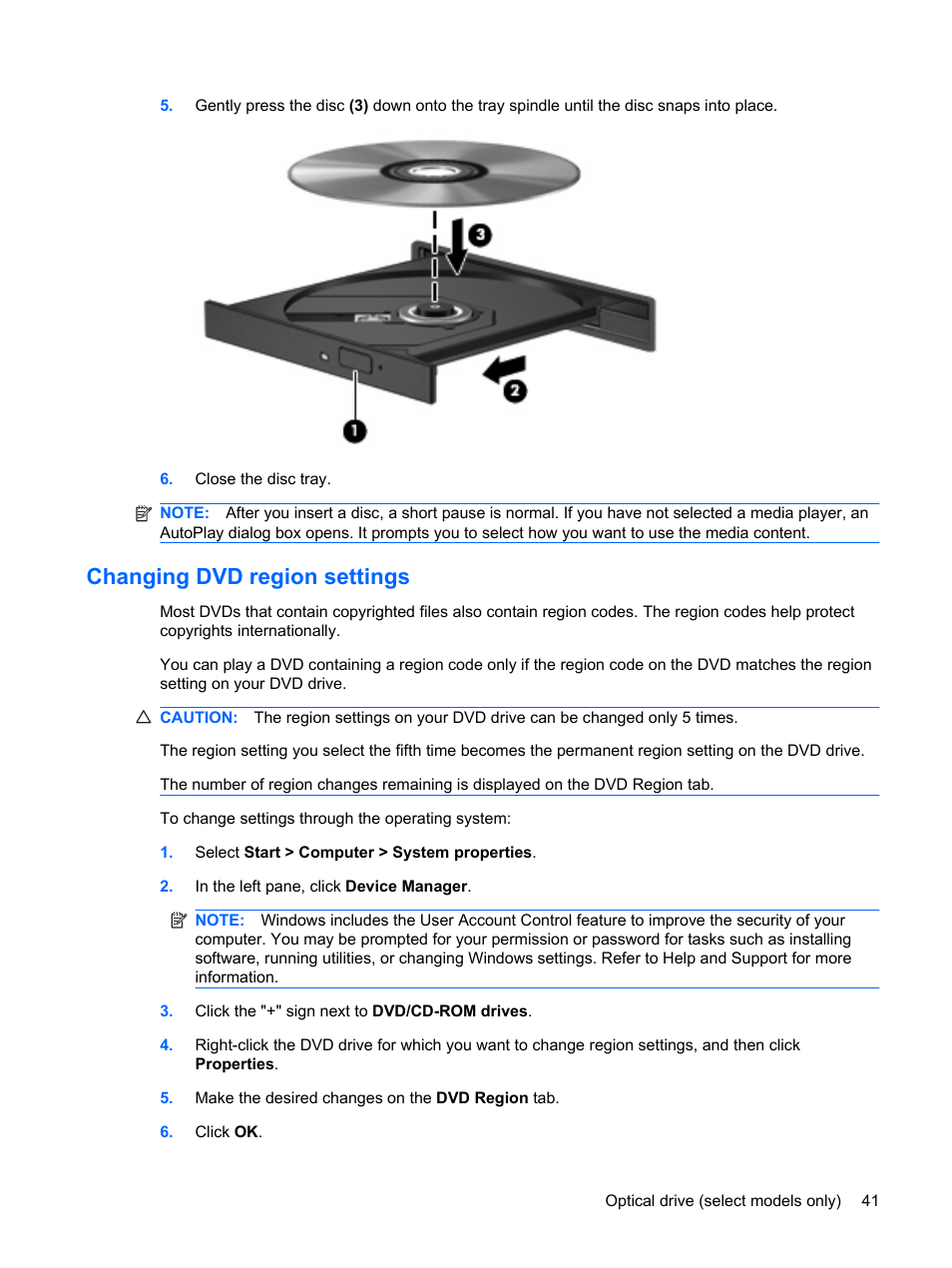 Changing dvd region settings | HP Mini 5101 User Manual | Page 51 / 114