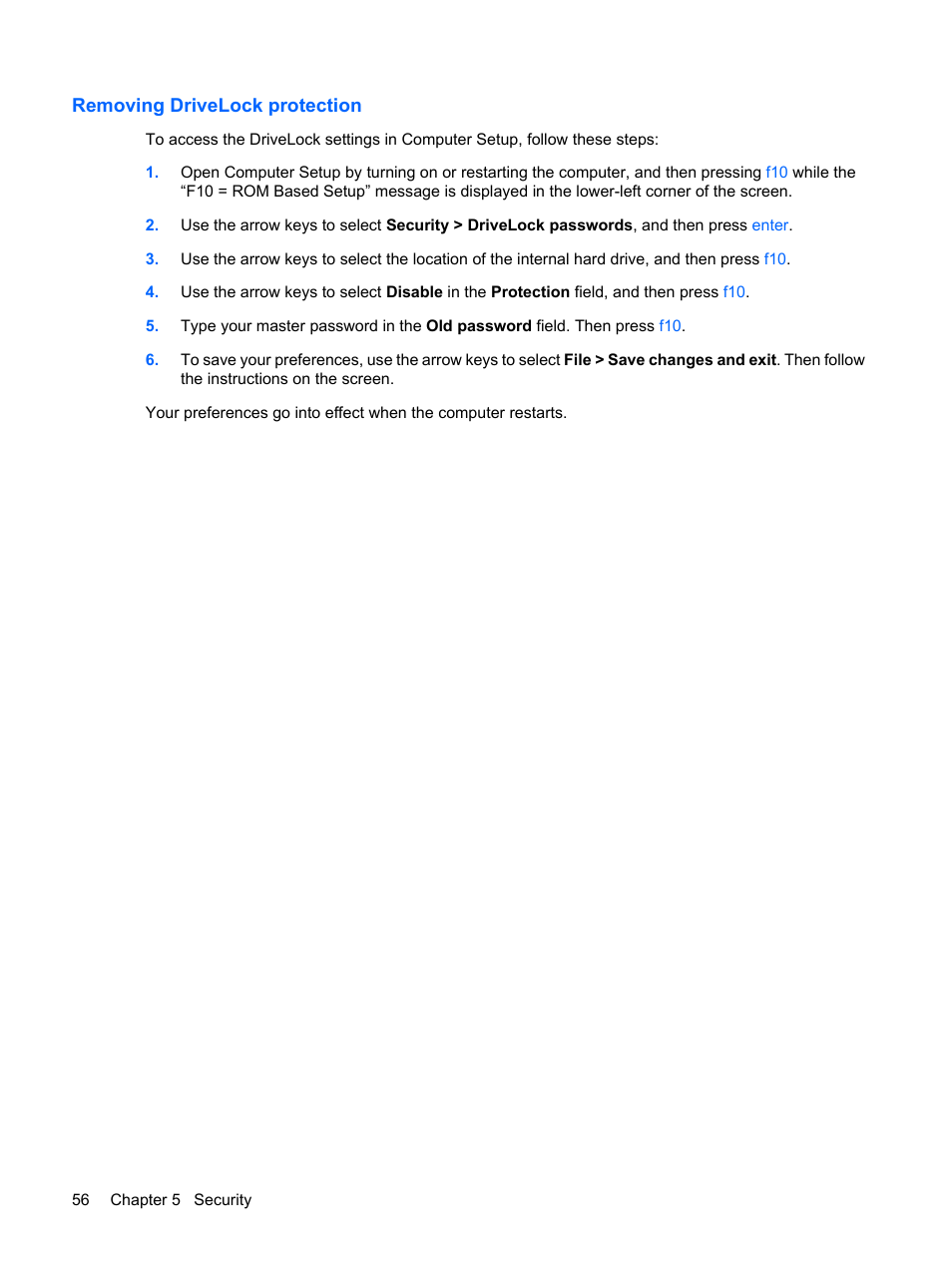 Removing drivelock protection | HP Mini 5101 User Manual | Page 66 / 114
