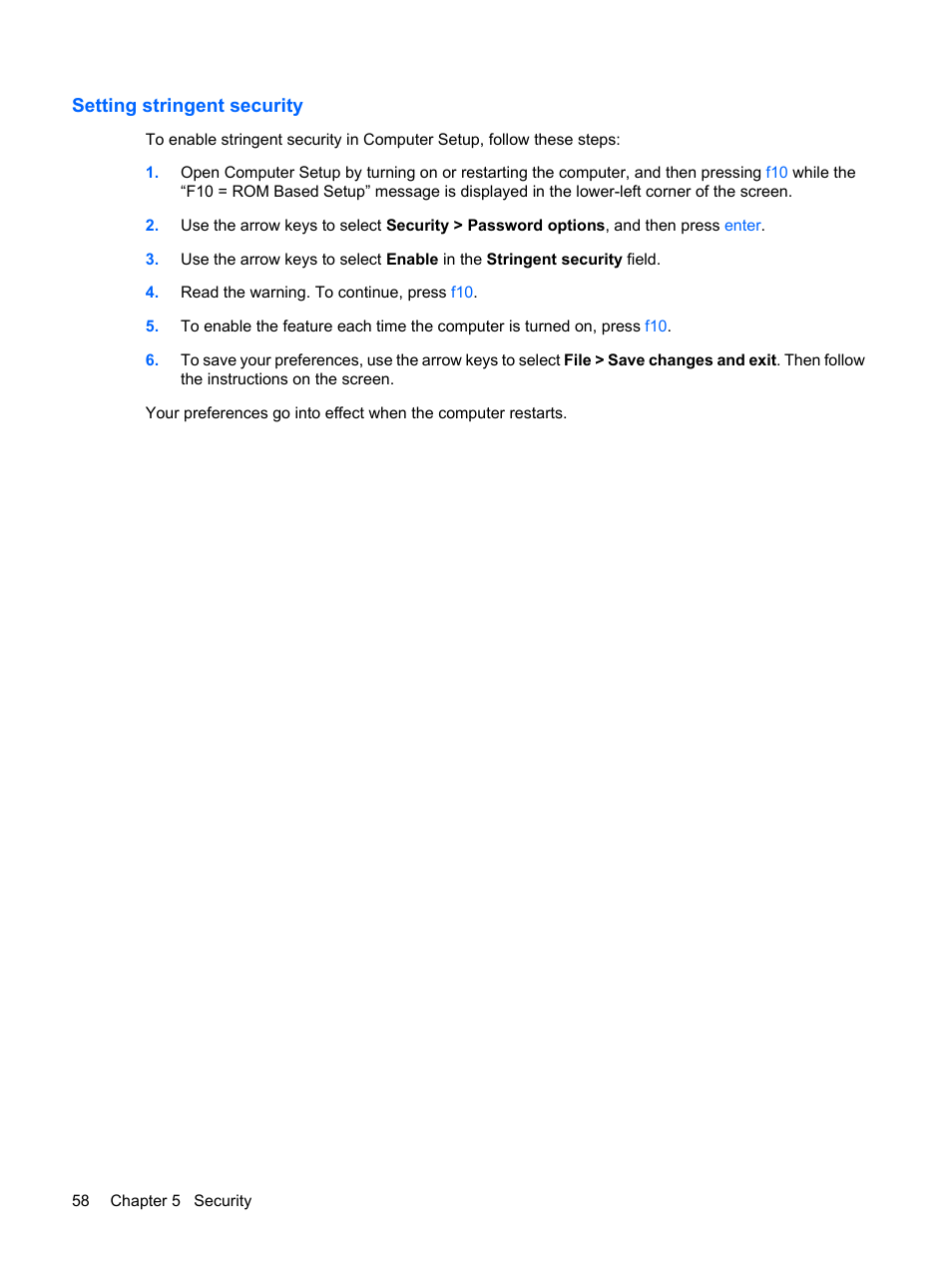 Setting stringent security | HP Mini 5101 User Manual | Page 68 / 114
