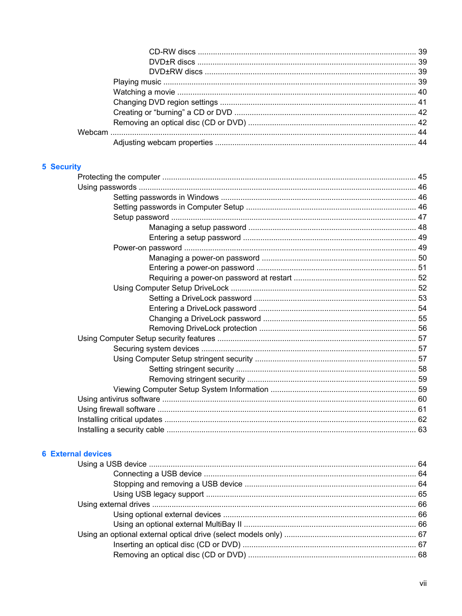 HP Mini 5101 User Manual | Page 7 / 114