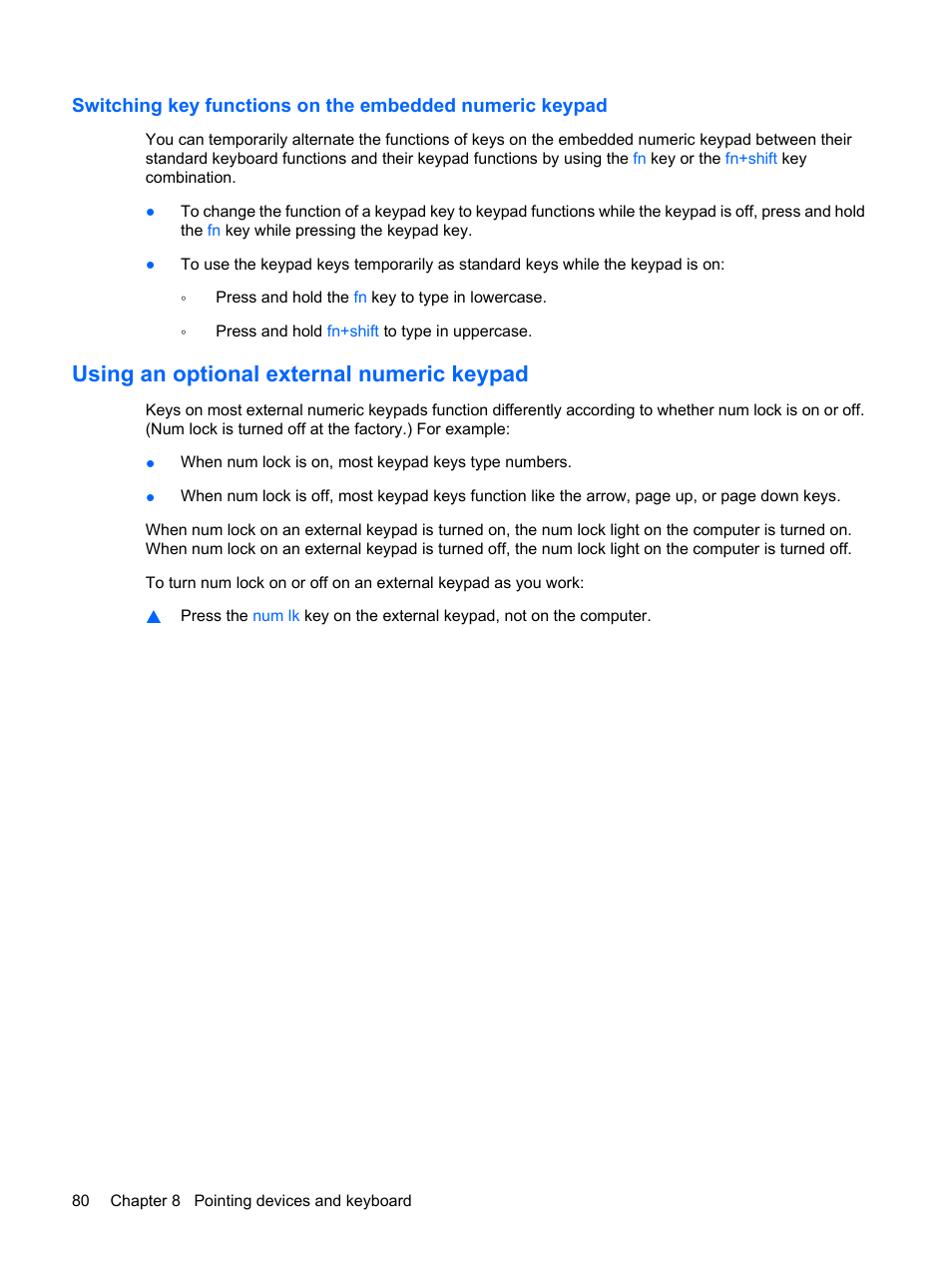 Using an optional external numeric keypad | HP Mini 5101 User Manual | Page 90 / 114