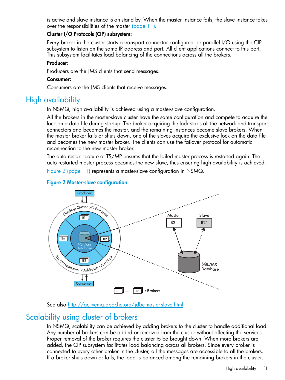 High availability, Scalability using cluster of brokers | HP Integrity NonStop H-Series User Manual | Page 11 / 65
