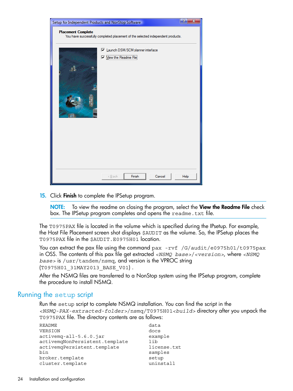 Running the setup script | HP Integrity NonStop H-Series User Manual | Page 24 / 65