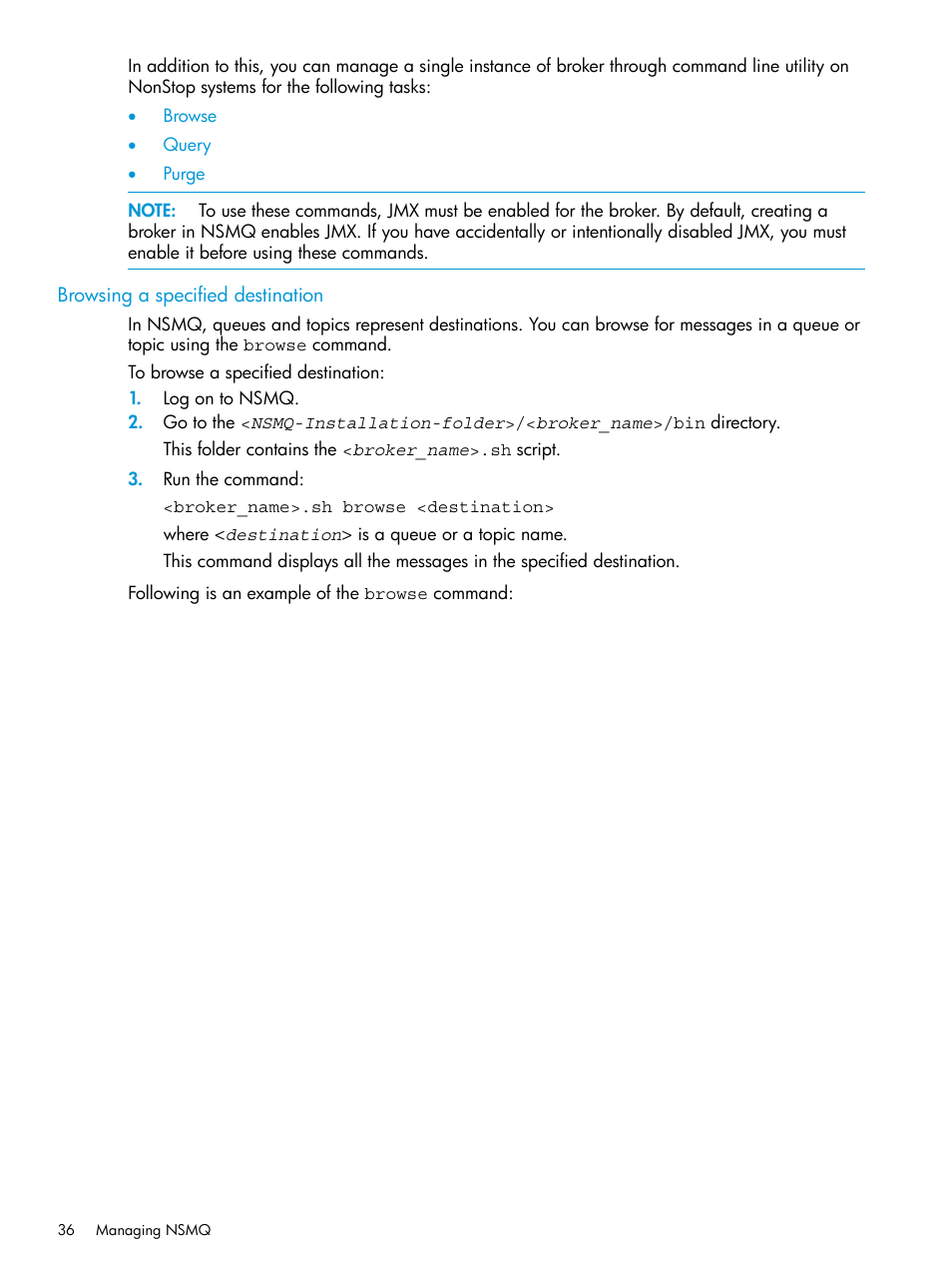 Browsing a specified destination | HP Integrity NonStop H-Series User Manual | Page 36 / 65