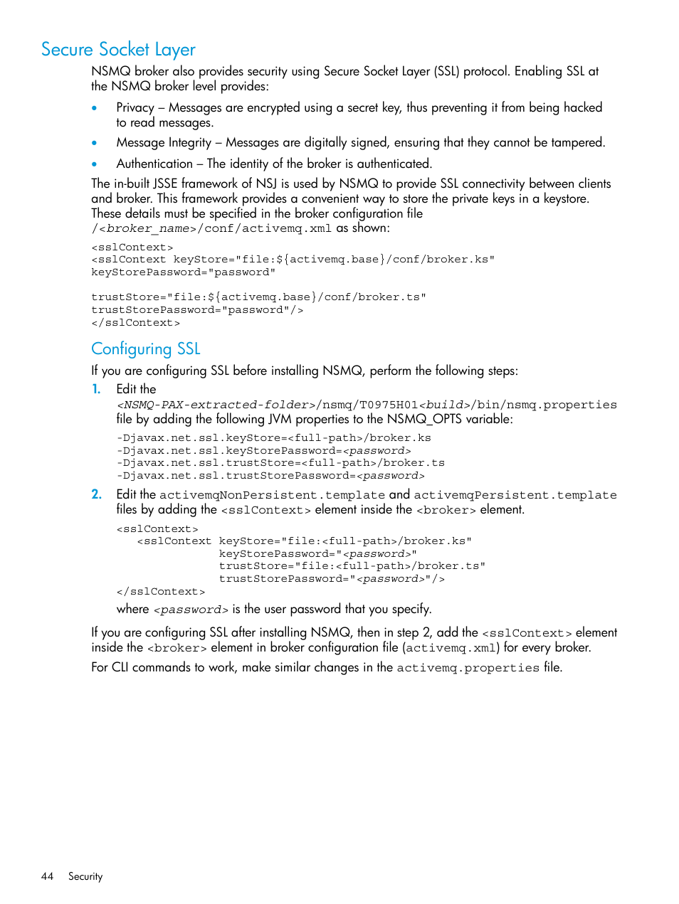 Secure socket layer, Configuring ssl | HP Integrity NonStop H-Series User Manual | Page 44 / 65