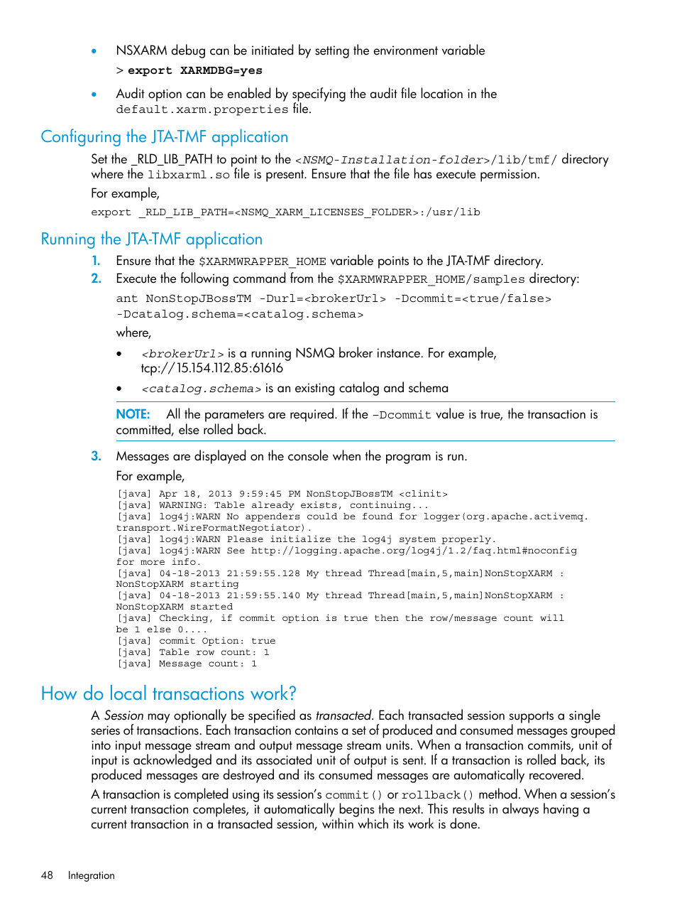 Configuring the jta-tmf application, Running the jta-tmf application, How do local transactions work | HP Integrity NonStop H-Series User Manual | Page 48 / 65