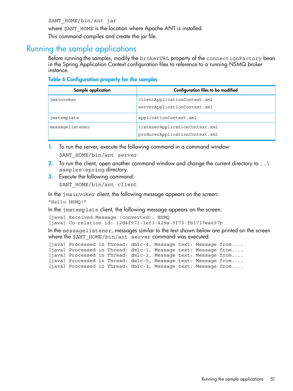 Running the sample applications | HP Integrity NonStop H-Series User Manual | Page 51 / 65