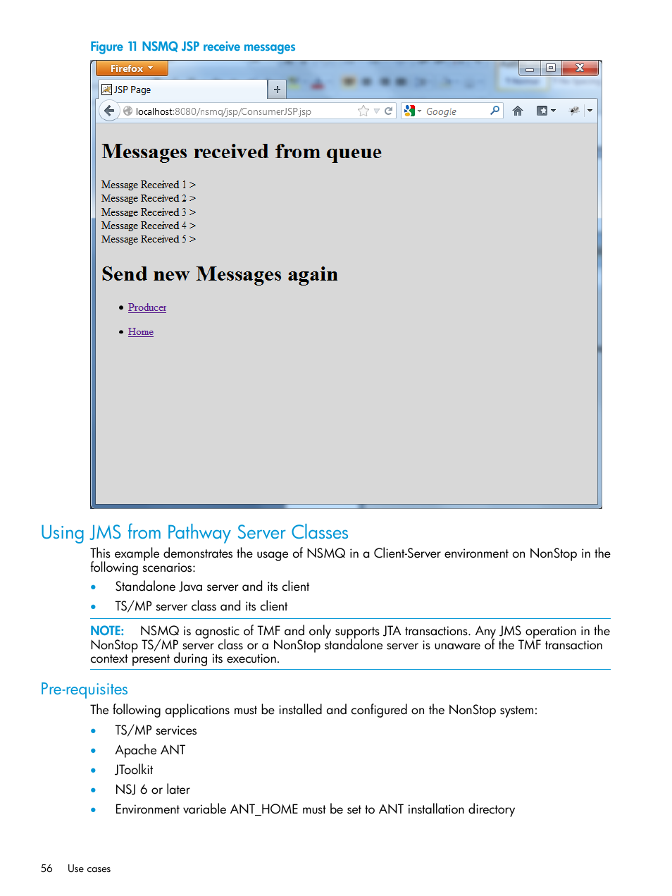 Using jms from pathway server classes, Pre-requisites | HP Integrity NonStop H-Series User Manual | Page 56 / 65