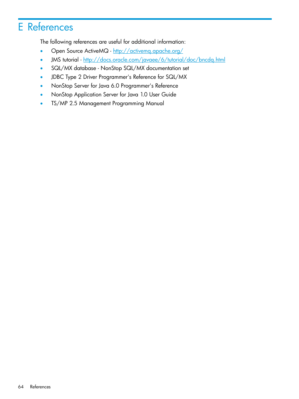 E references | HP Integrity NonStop H-Series User Manual | Page 64 / 65