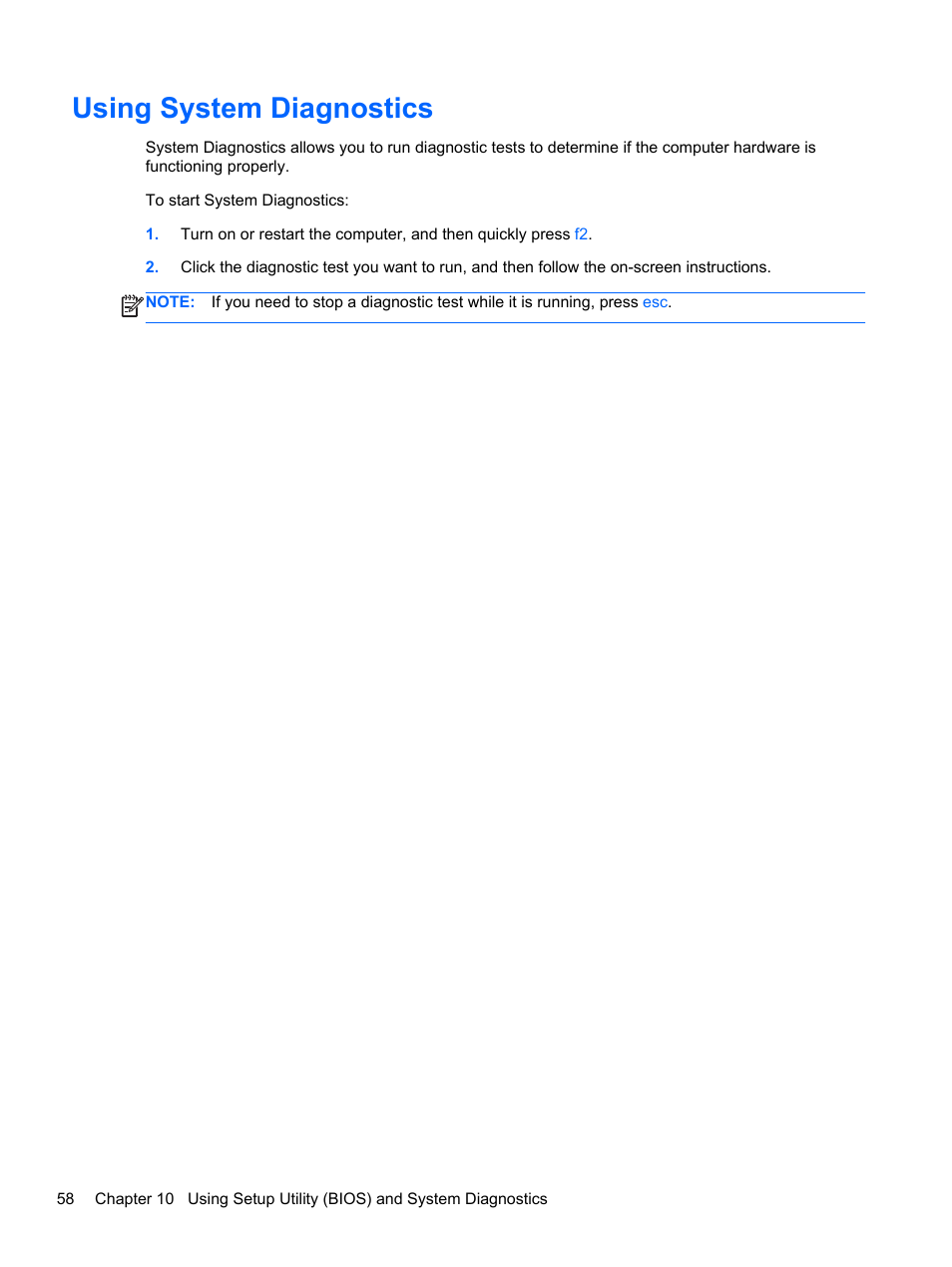 Using system diagnostics | HP ENVY Sleekbook 6-1110us User Manual | Page 68 / 82