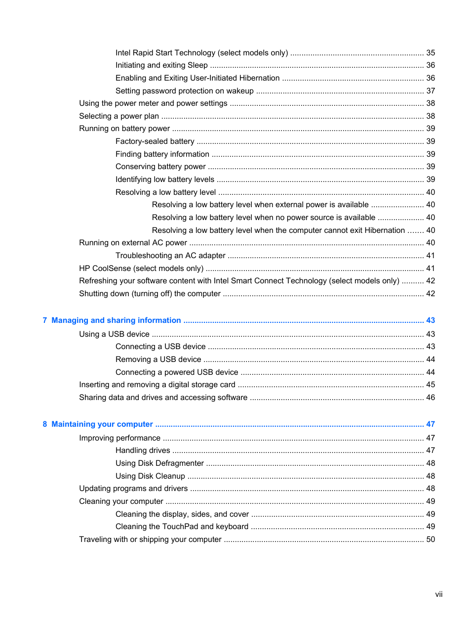 HP ENVY Sleekbook 6-1110us User Manual | Page 7 / 82