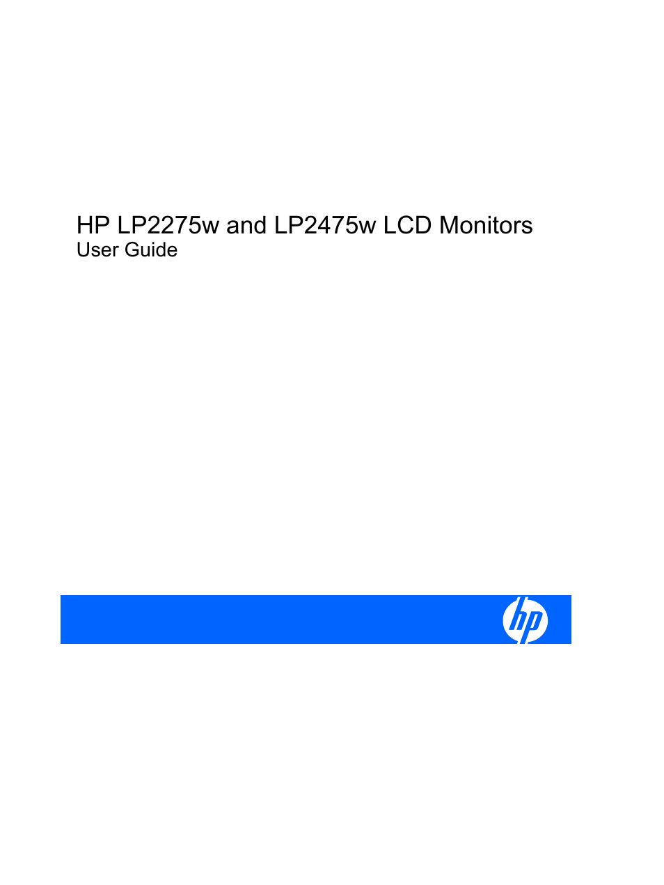 HP LP2275w 22-inch Widescreen LCD Monitor User Manual | 55 pages
