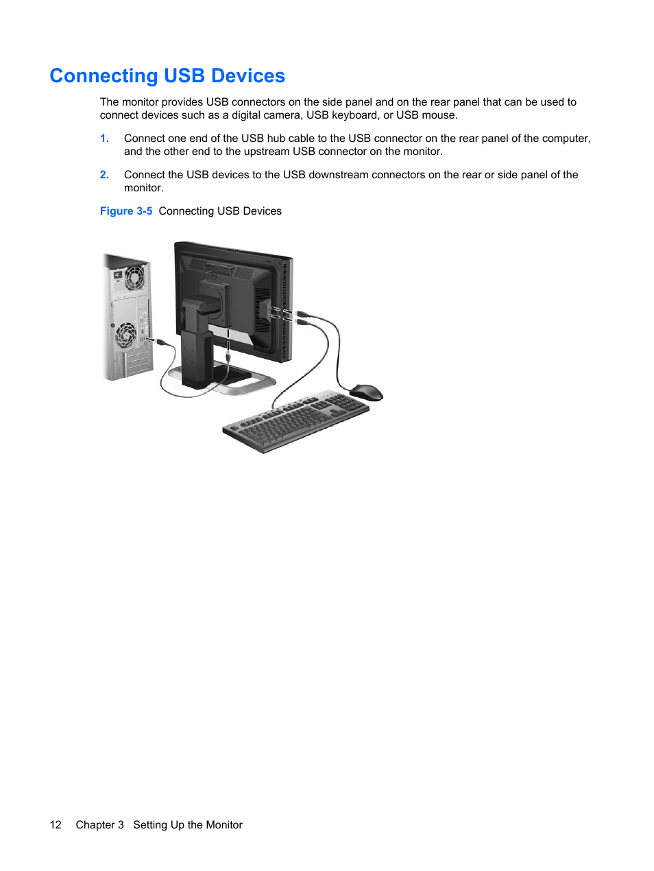 Connecting usb devices | HP LP2275w 22-inch Widescreen LCD Monitor User Manual | Page 18 / 55