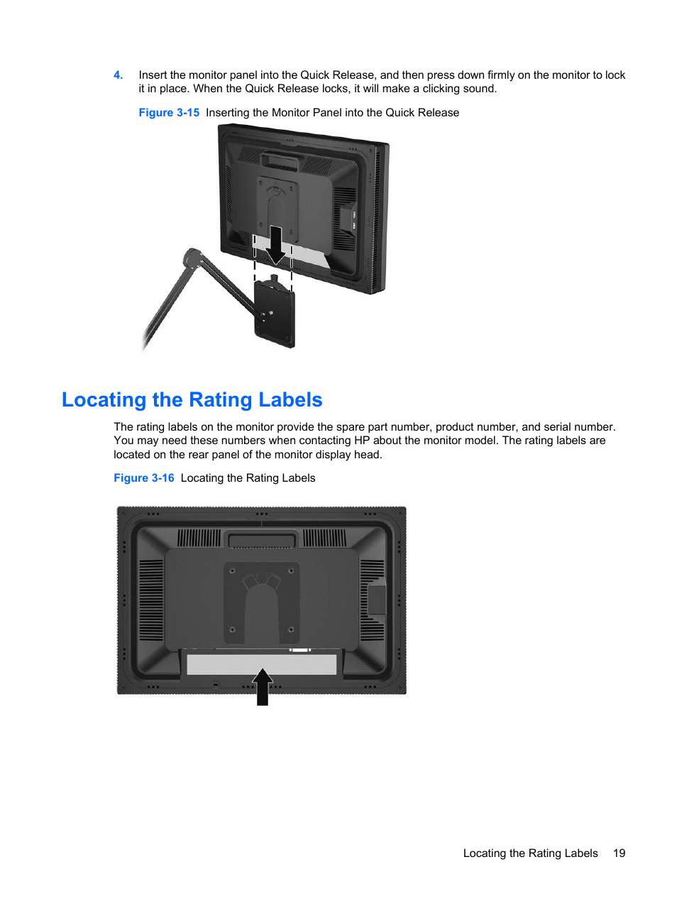 Locating the rating labels | HP LP2275w 22-inch Widescreen LCD Monitor User Manual | Page 25 / 55