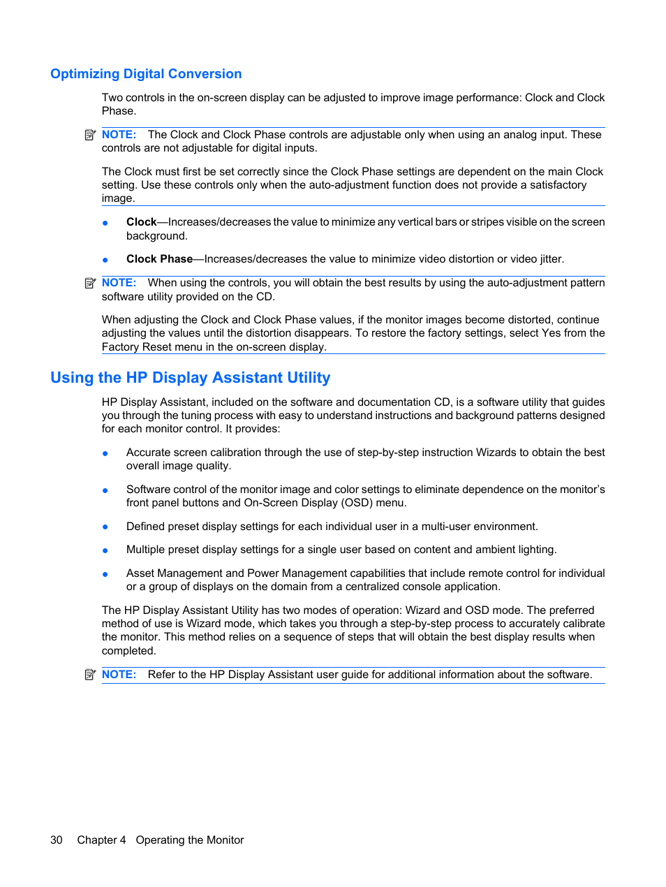 Optimizing digital conversion, Using the hp display assistant utility | HP LP2275w 22-inch Widescreen LCD Monitor User Manual | Page 36 / 55