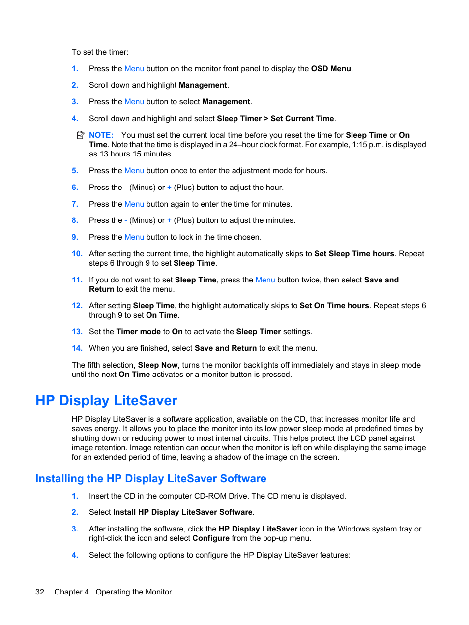 Hp display litesaver, Installing the hp display litesaver software | HP LP2275w 22-inch Widescreen LCD Monitor User Manual | Page 38 / 55