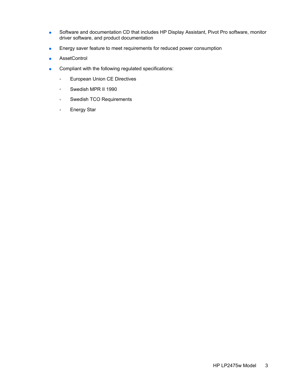 HP LP2275w 22-inch Widescreen LCD Monitor User Manual | Page 9 / 55