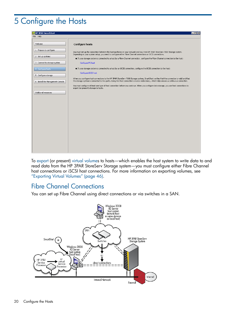 5 configure the hosts, Fibre channel connections | HP 3PAR StoreServ 7000 Storage User Manual | Page 20 / 59