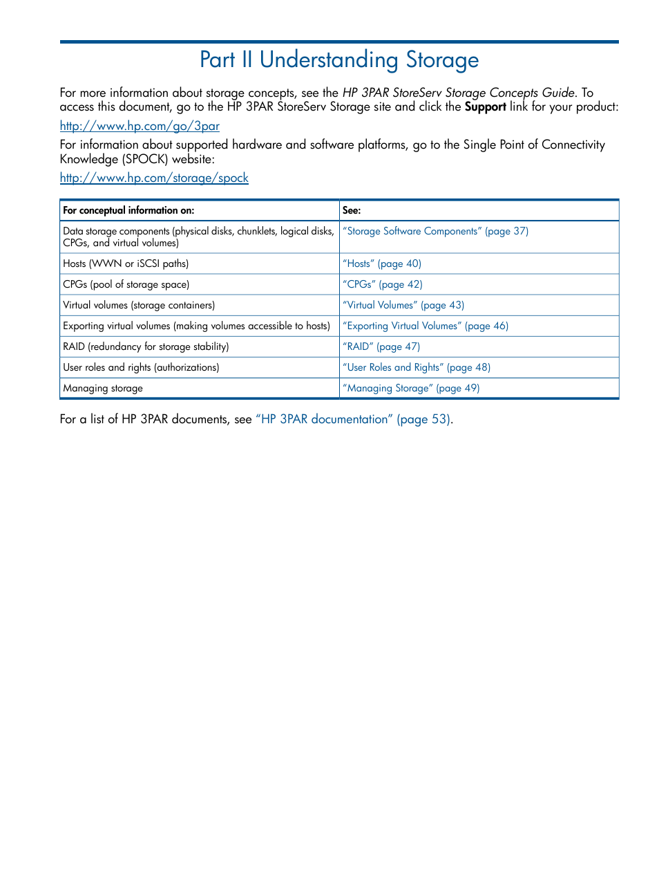 Part ii understanding storage, Ii understanding storage, Part ii “understanding storage | HP 3PAR StoreServ 7000 Storage User Manual | Page 36 / 59