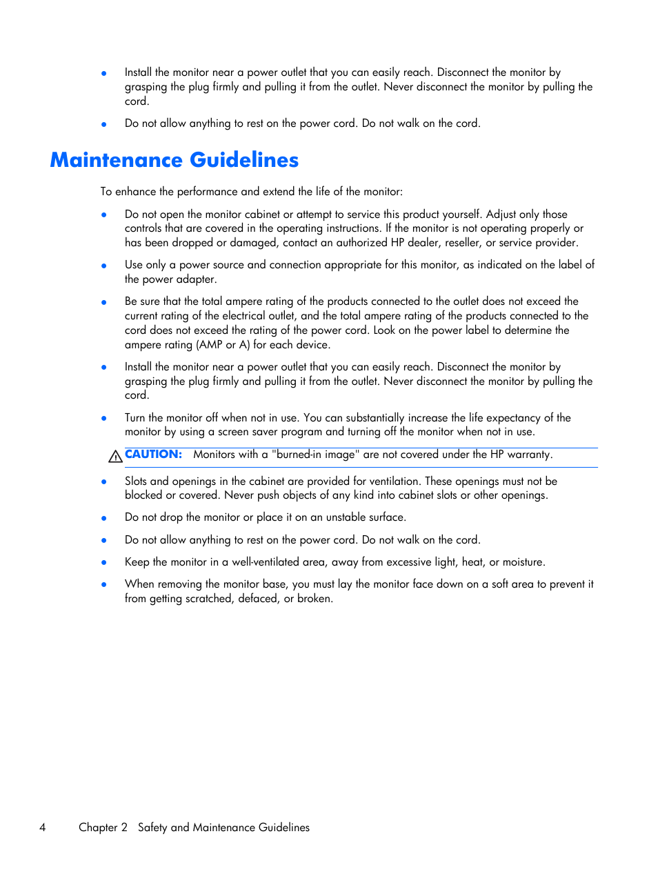 Maintenance guidelines | HP 2011x 20-inch LED Backlit LCD Monitor User Manual | Page 10 / 42