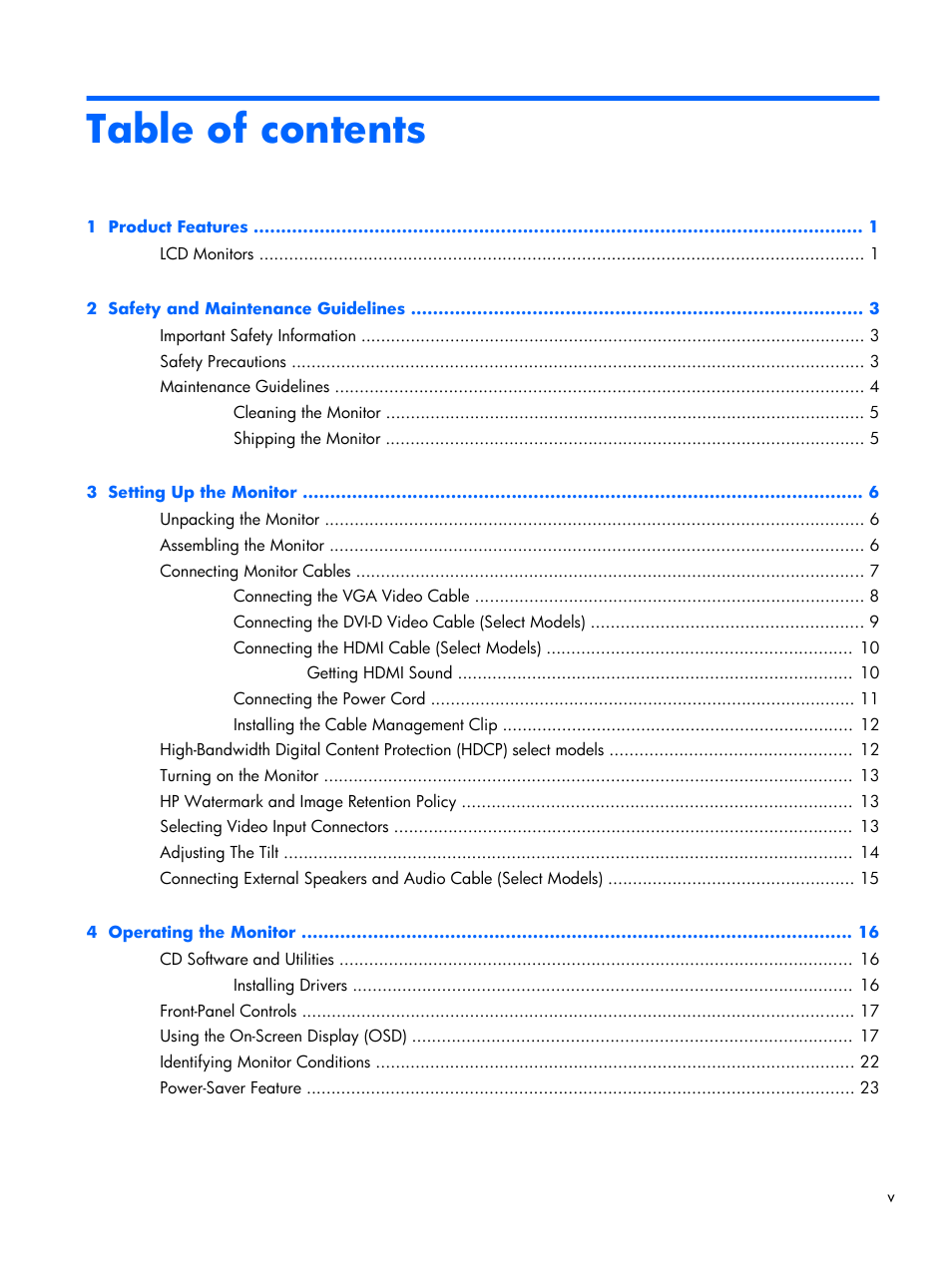 HP 2011x 20-inch LED Backlit LCD Monitor User Manual | Page 5 / 42