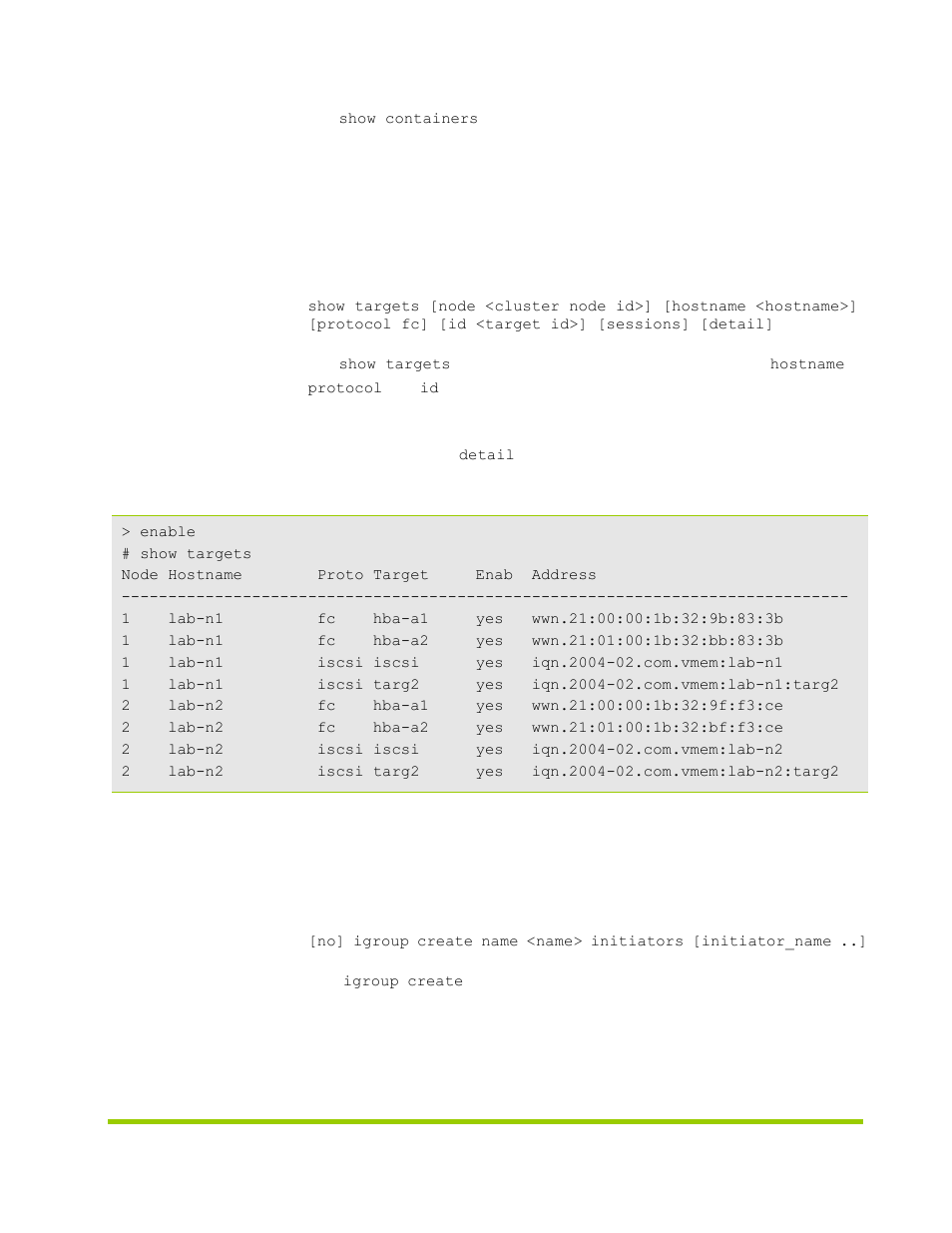 Targets, Initiator groups | HP VMA-series Memory Arrays User Manual | Page 171 / 278