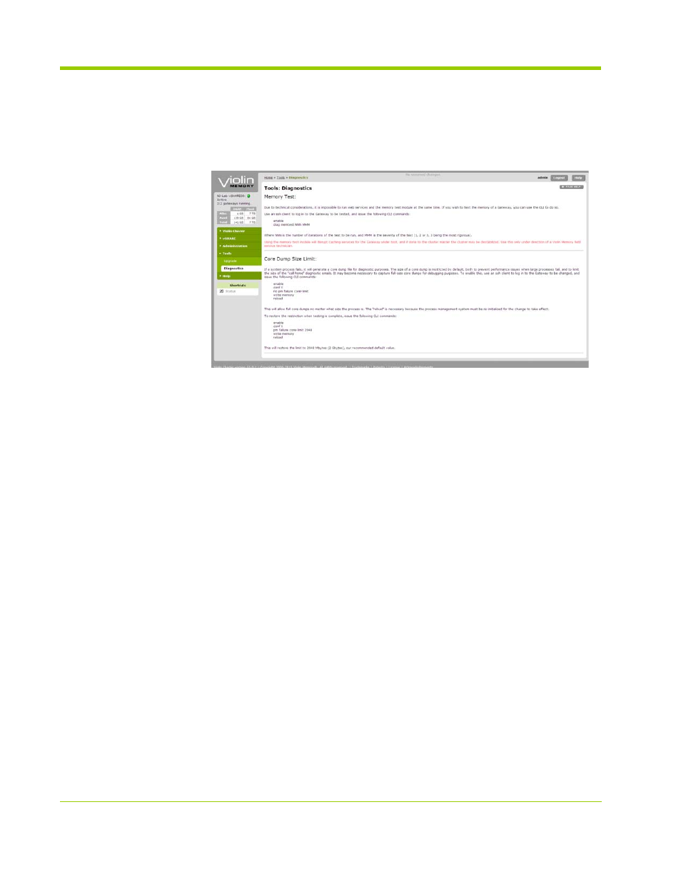 Tools: diagnostics, Help: documentation, Help: about | HP VMA-series Memory Arrays User Manual | Page 204 / 278