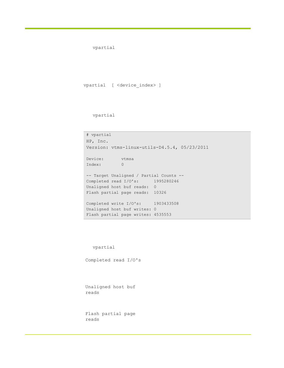 Vpartial | HP VMA-series Memory Arrays User Manual | Page 224 / 278