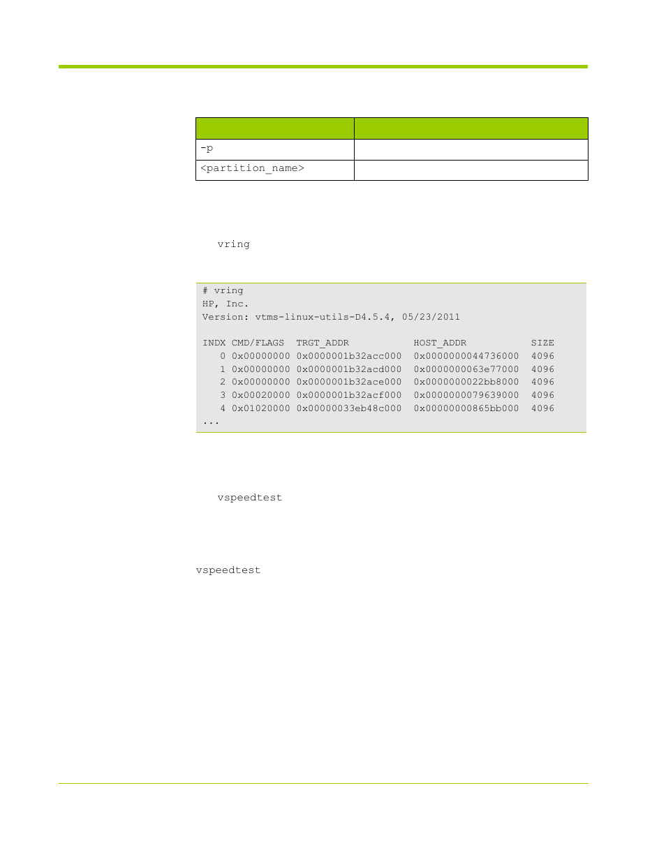 Vspeedtest | HP VMA-series Memory Arrays User Manual | Page 226 / 278