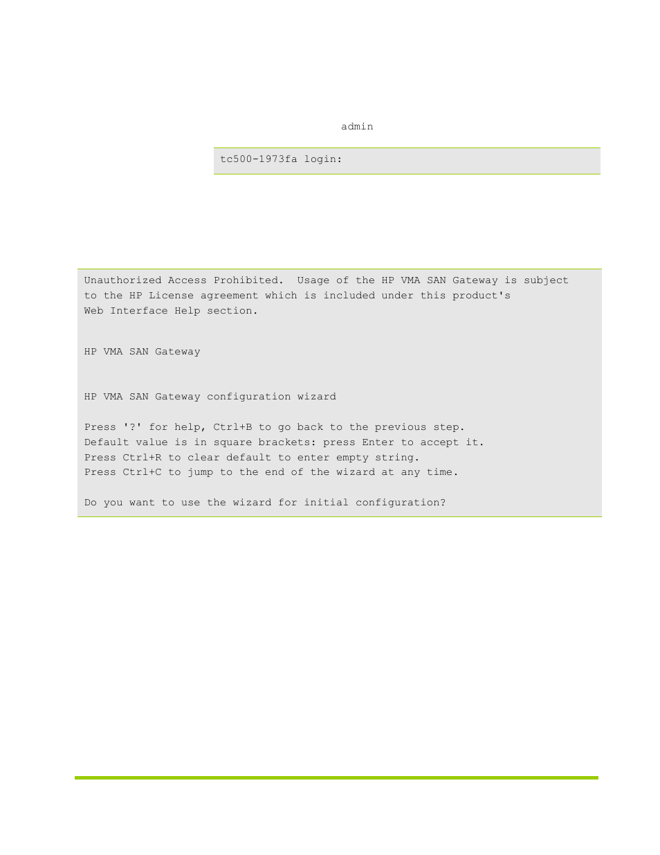 Logging into the hp vma san gateway, Configuring the master hp vma san gateway | HP VMA-series Memory Arrays User Manual | Page 41 / 278