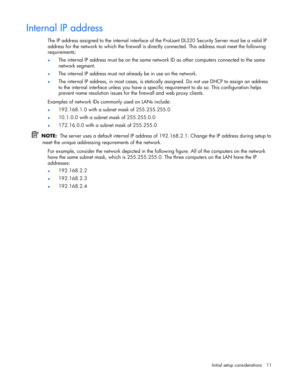 Internal ip address | HP ProLiant DL320 G4 Server User Manual | Page 11 / 37