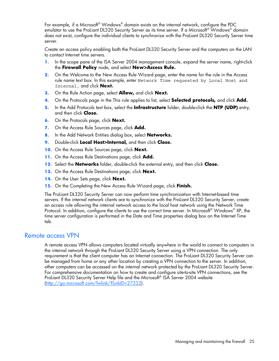 Remote access vpn | HP ProLiant DL320 G4 Server User Manual | Page 25 / 37